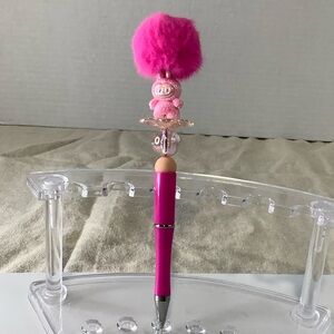 Pink Fluffy Pom Pom Labobos Pen for Kids